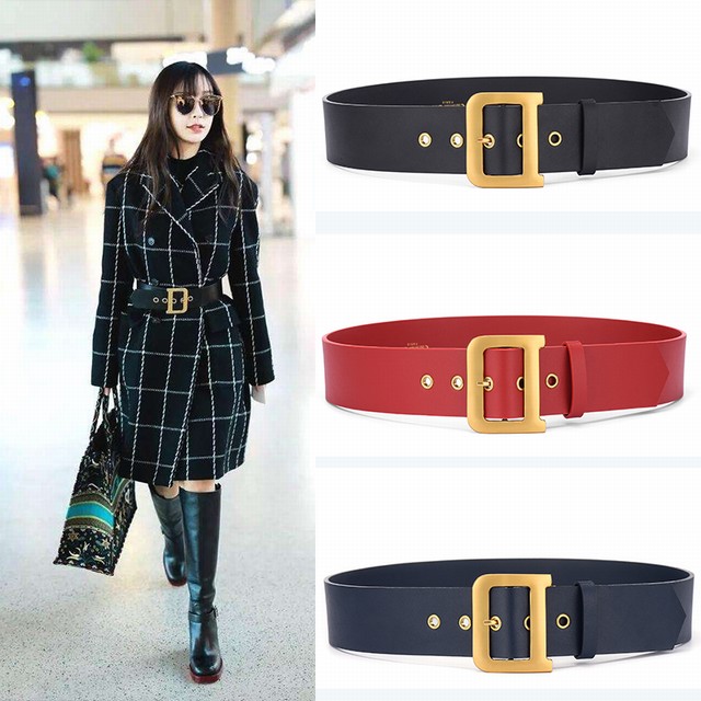 >多伦迪奥皮带女士真皮腰封外搭宽D字扣百搭腰带女装饰配连衣裙子