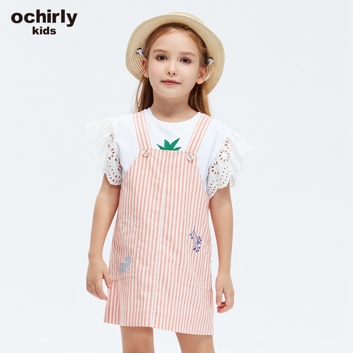 >ochirly kids欧时力童装女童2019新款落肩印花短袖T恤