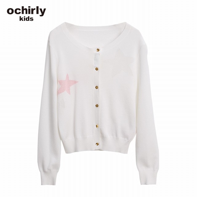 >ochirly kids欧时力童装女孩针织衫春秋女童毛衣开衫外套2019新款